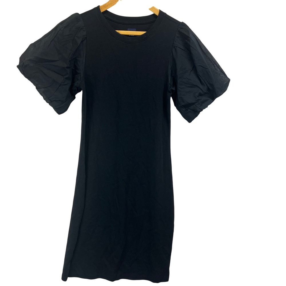 GAP Womens Black Bubble Sleeve T Shirt Dress Size‎ M Cotton Blend Casual Comfort